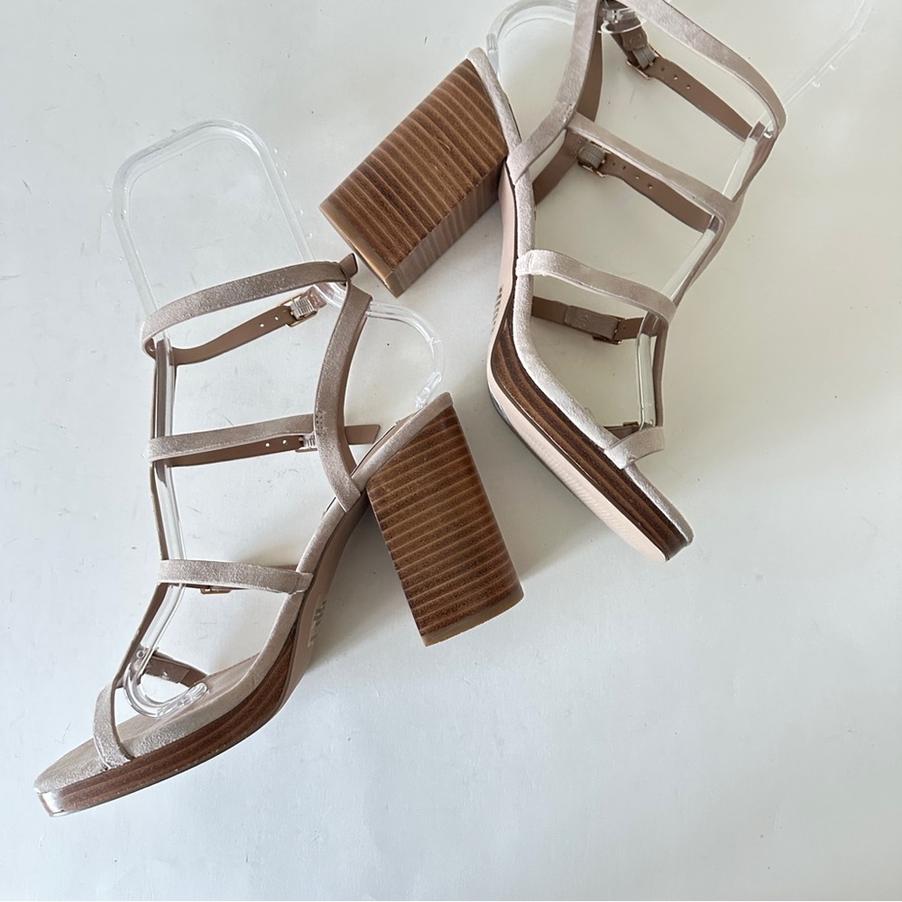 NEW Steve Madden Daelene Tan Suede Strappy Block Heel Platform Sandals, Sz 9M - Picture 7 of 16